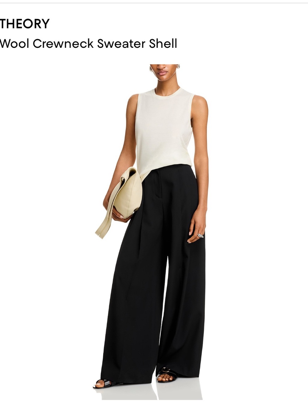 Theory Cream Sleeveless Crewneck Tank